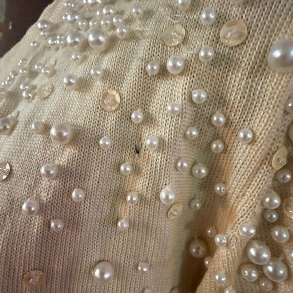 Vintage Escada Pearl beaded sequin cardigan sweater womens size 42 medium new wo - Picture 4 of 11